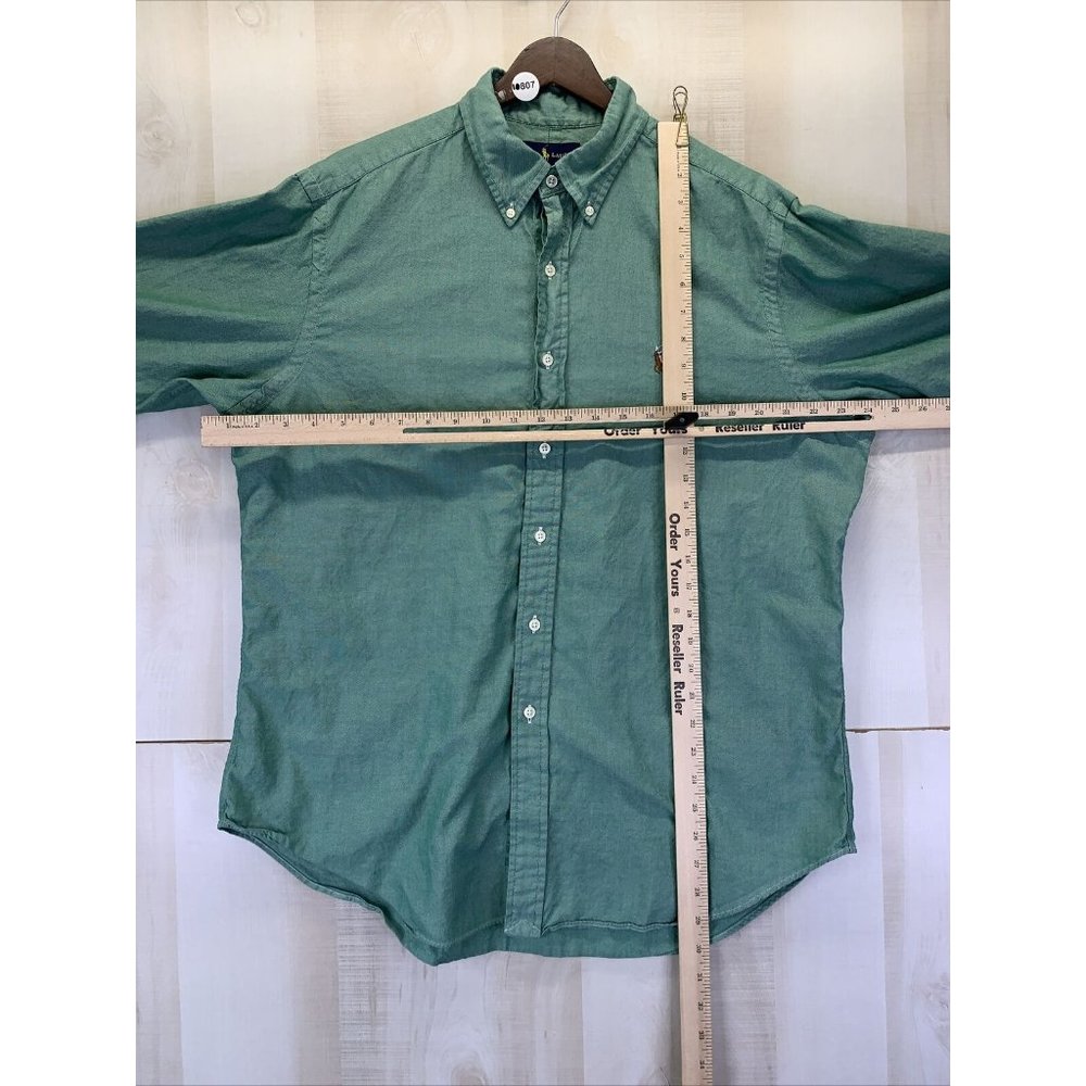 Vintage Polo Ralph Lauren Classic Fit Metallic Green Mens Button Down Shirt 16.5 - Picture 4 of 7